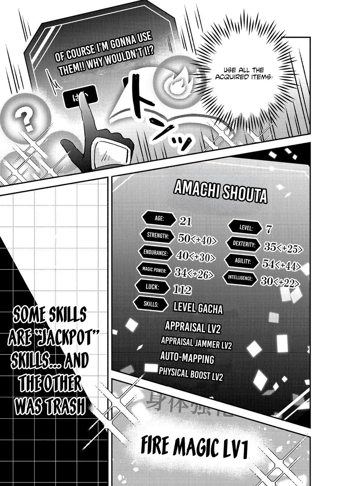 Level Gacha ~Hazure Status "Un" ga Kekkyoku Ichiban Juuyoudatta Ken~ Chapter 3 - page 16
