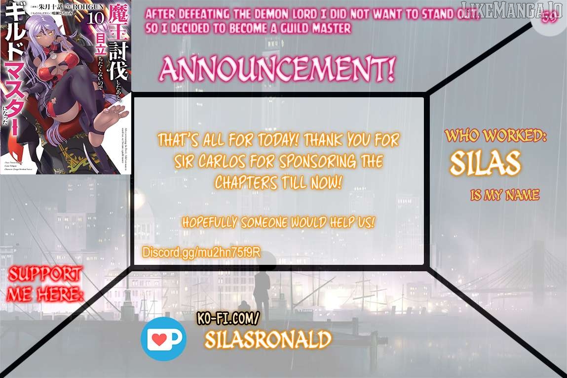 Maou Toubatsu Shita Ato, Medachitakunai Node Guild Master Ni Natta Chapter 59 - page 1