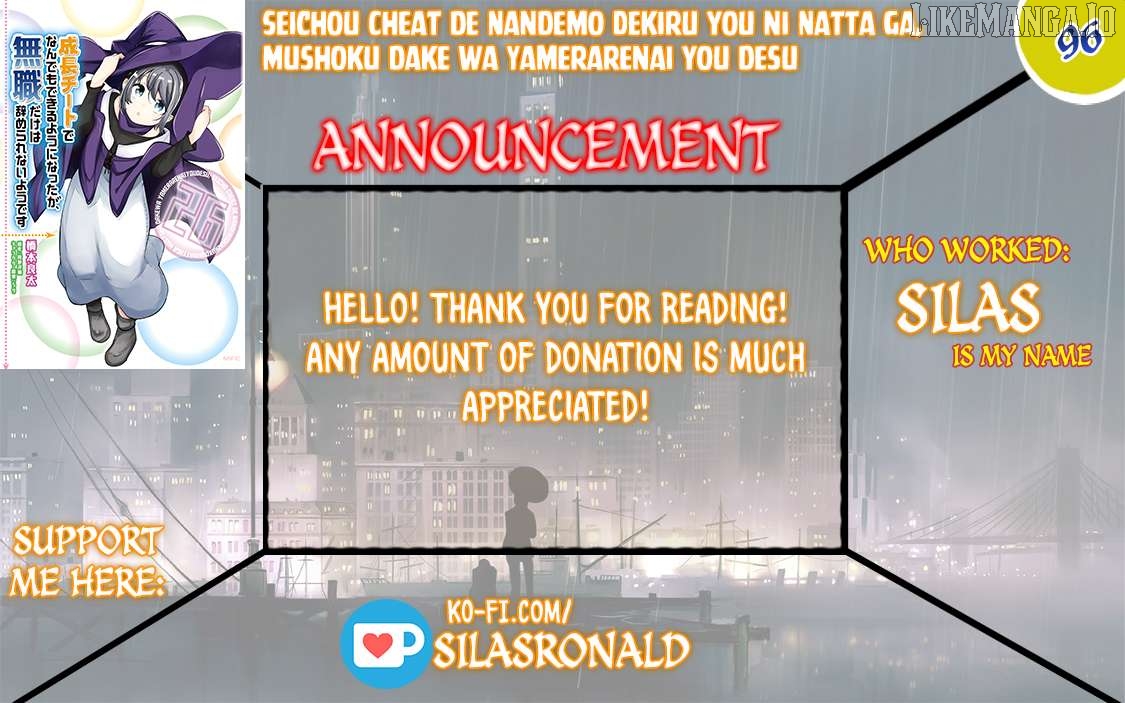 Seichou Cheat de Nandemo Dekiru You ni Natta ga, Mushoku Dake wa Yamerarenai You Desu Chapter 96 - page 1