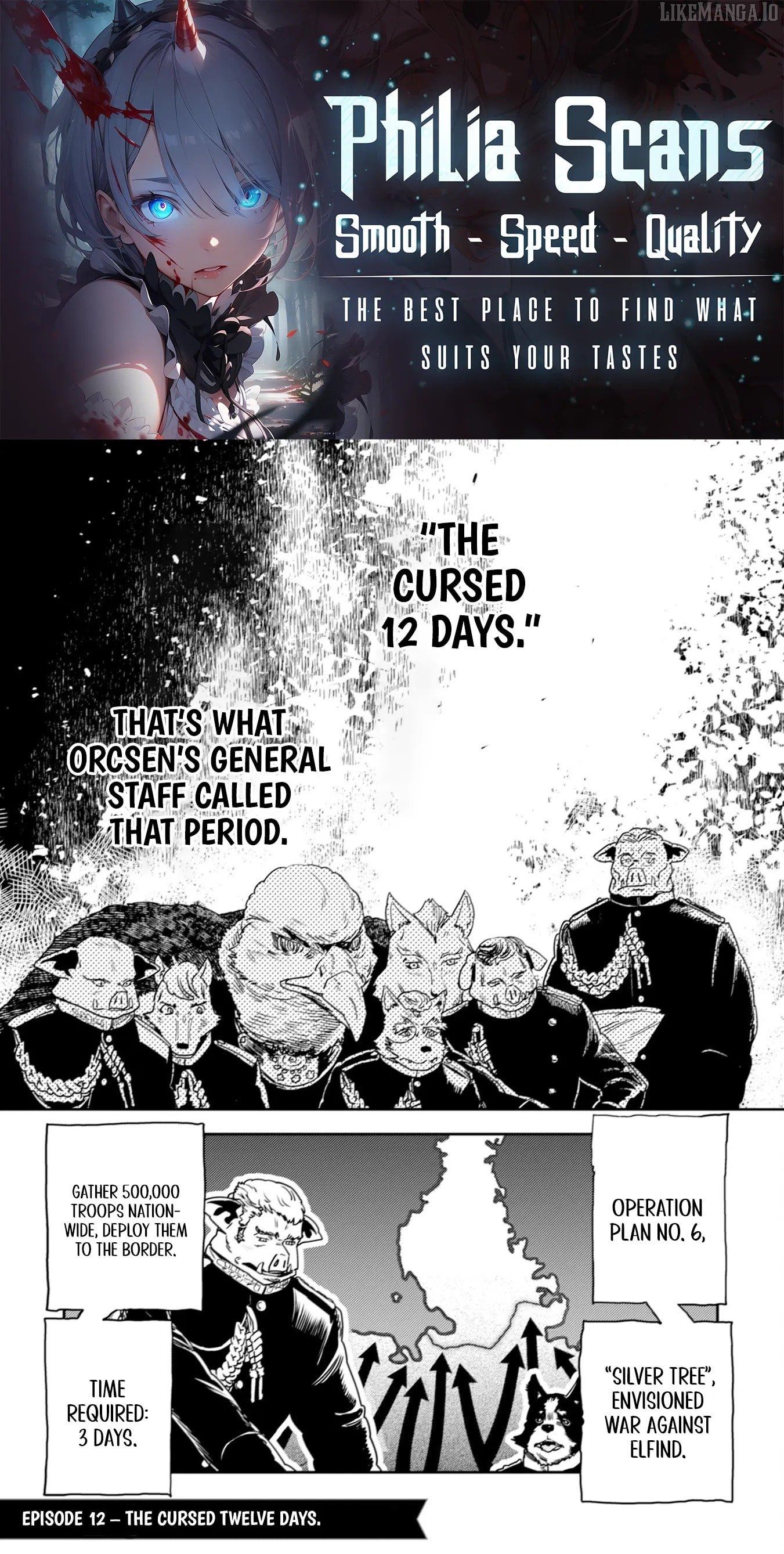 Orcsen Oukokushi – Yaban na Ooku no Kuni wa, Ikanishite Heiwa na Elf no Kuni wo Yakiharau ni Itatta ka Chapter 12 - page 1