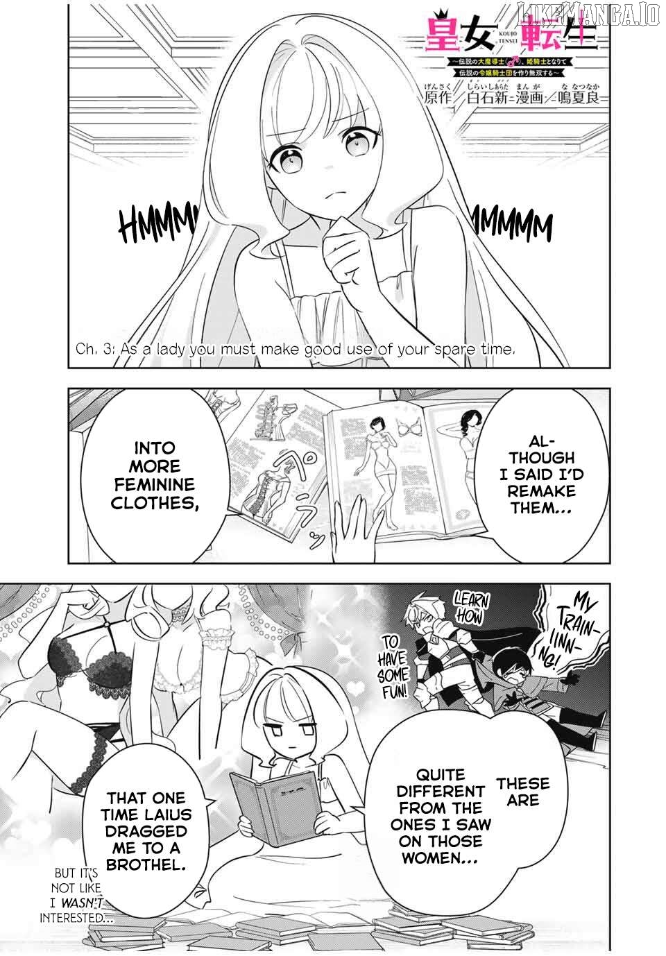 Koujo Tensei ~ Densetsu no Daimadoushi (♂), Hime Kishi to Narite Densetsu no Reijou Kishidan o Tsukuri Musou suru ~ Chapter 3 - page 1
