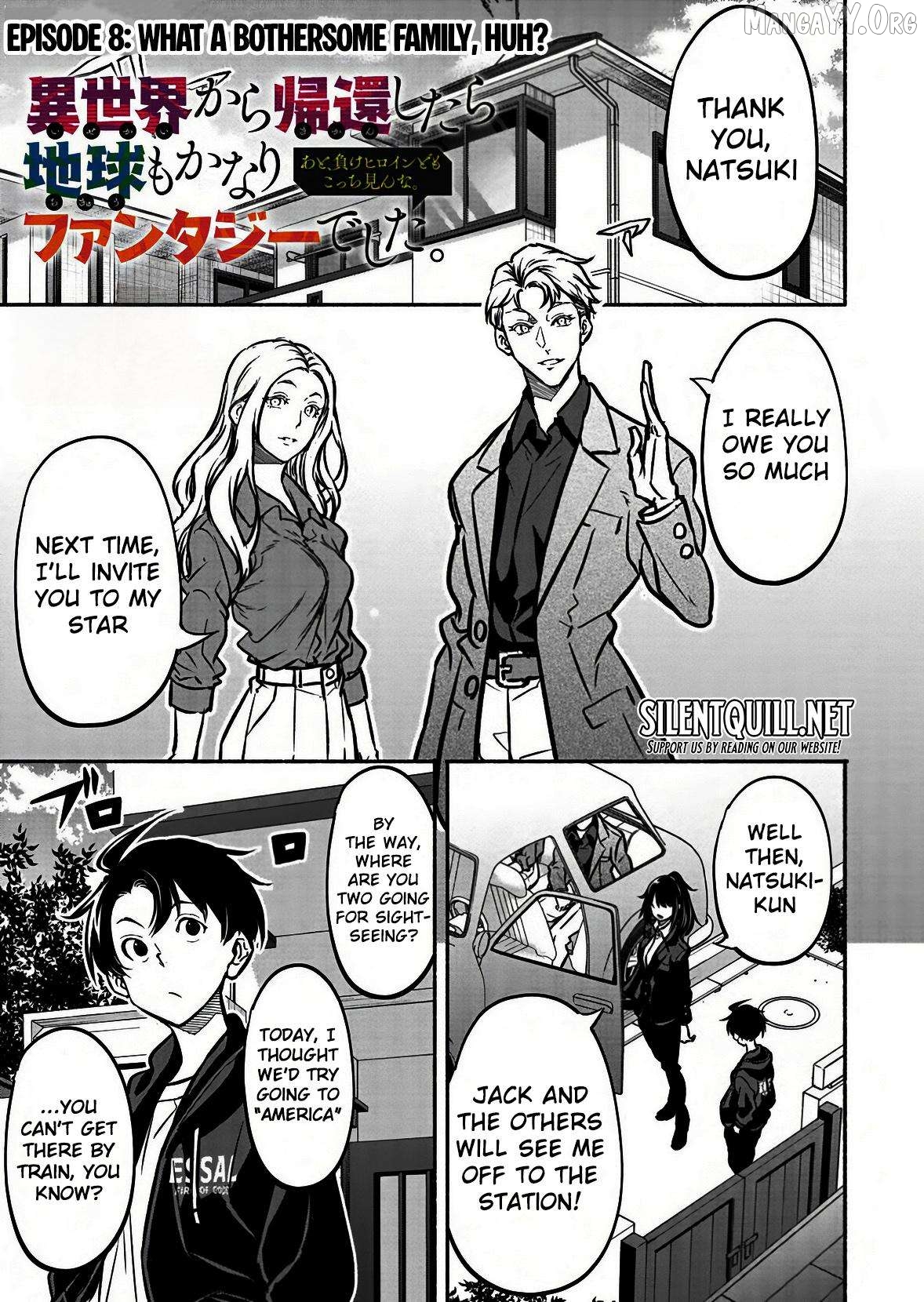 Isekai kara kikan shitara chikyuu mo kanari fantajiu deshita. Ato, makeheroin-domo kocchi minna. Chapter 8 - page 2
