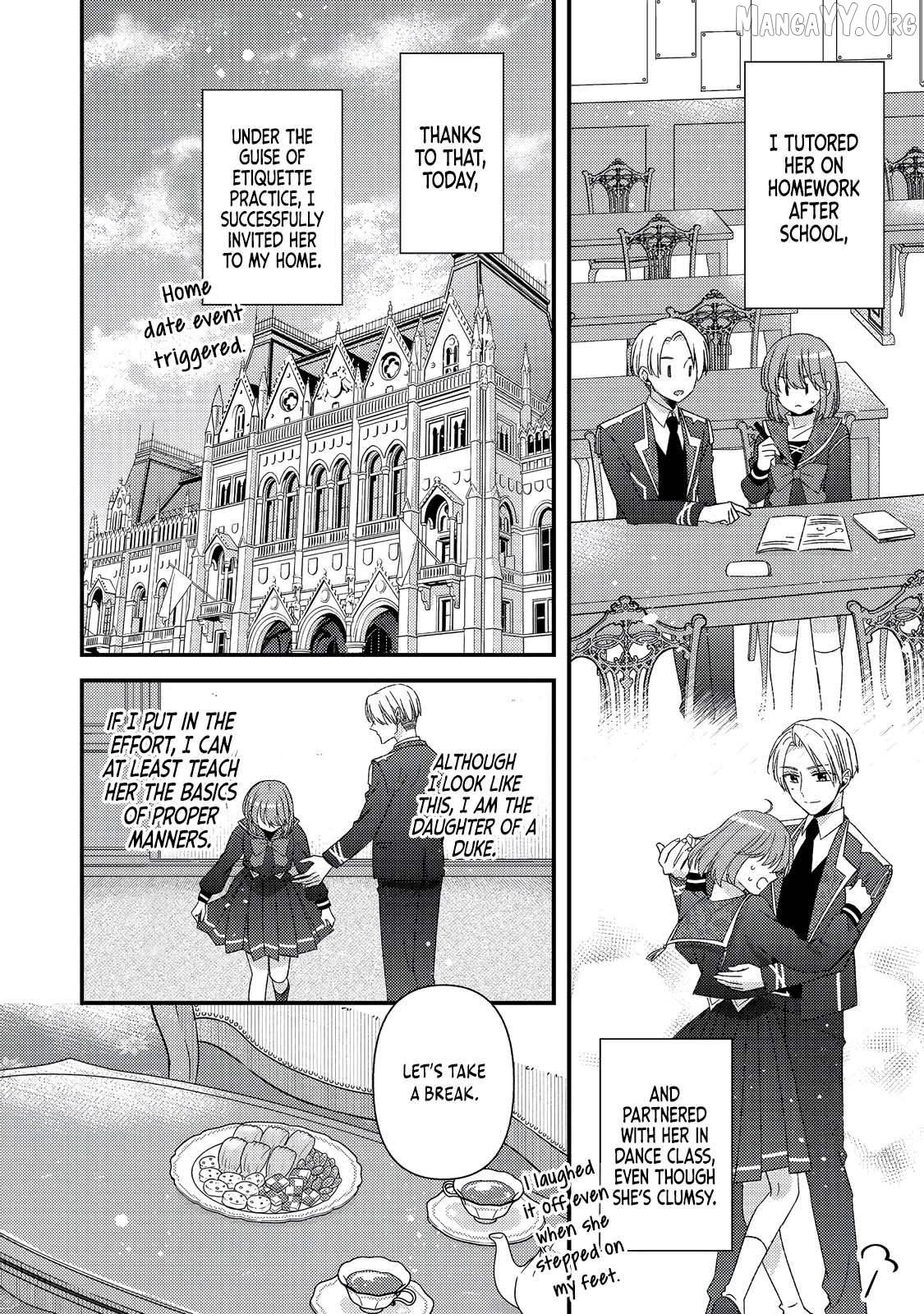 Mob Douzen No Akuyaku Reijou Wa Dansou Shite Kouryaku Taishou No Za O Nerau Chapter 11.1 - page 3
