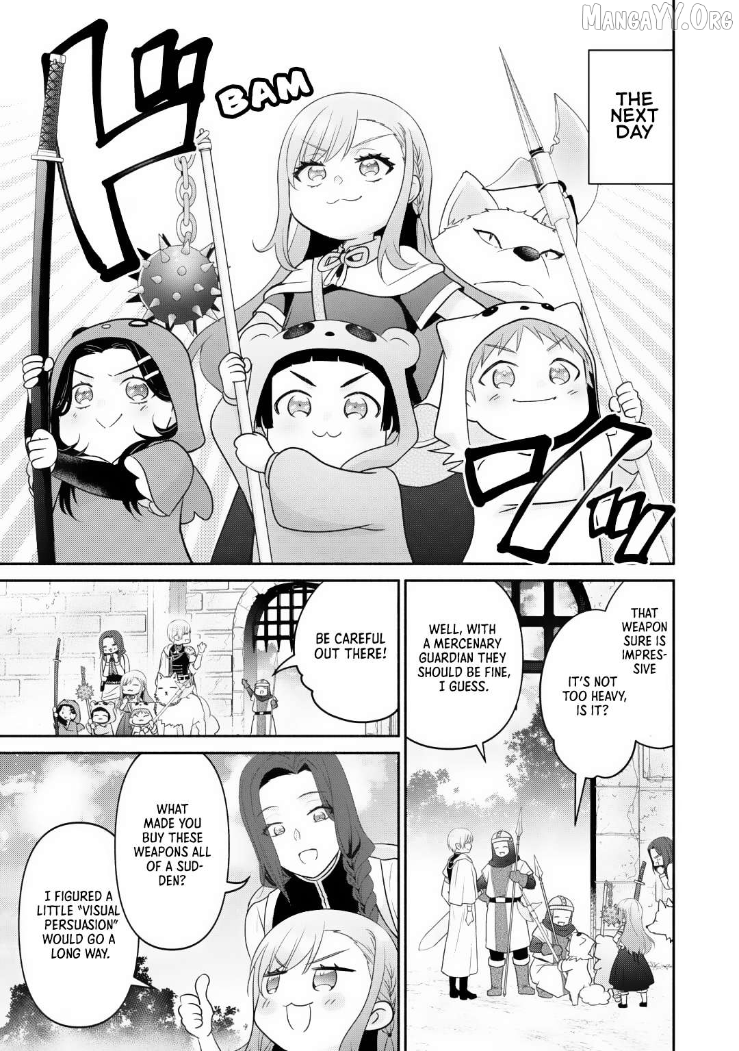 Tensei Youjo. Kamikemono to Ouji to, Saikyou no Ojisan Youhei-dan no Naka de Ikiru. Chapter 28 - page 7