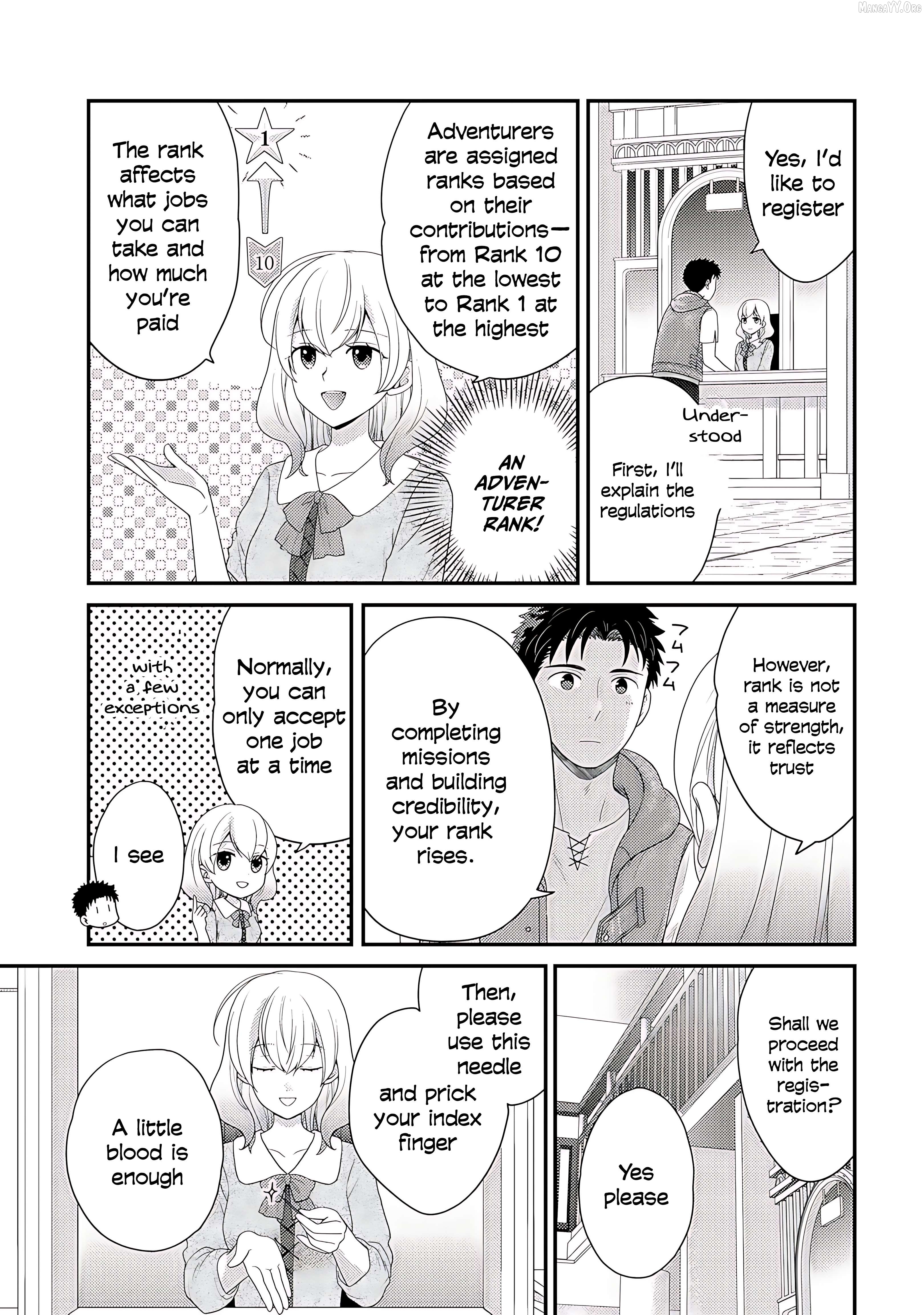Isekai ni Kita Mitai Dakedo Dousureba Yoi no Darou: Shachiku SE no My Pace Boukenki Chapter 3 - page 7