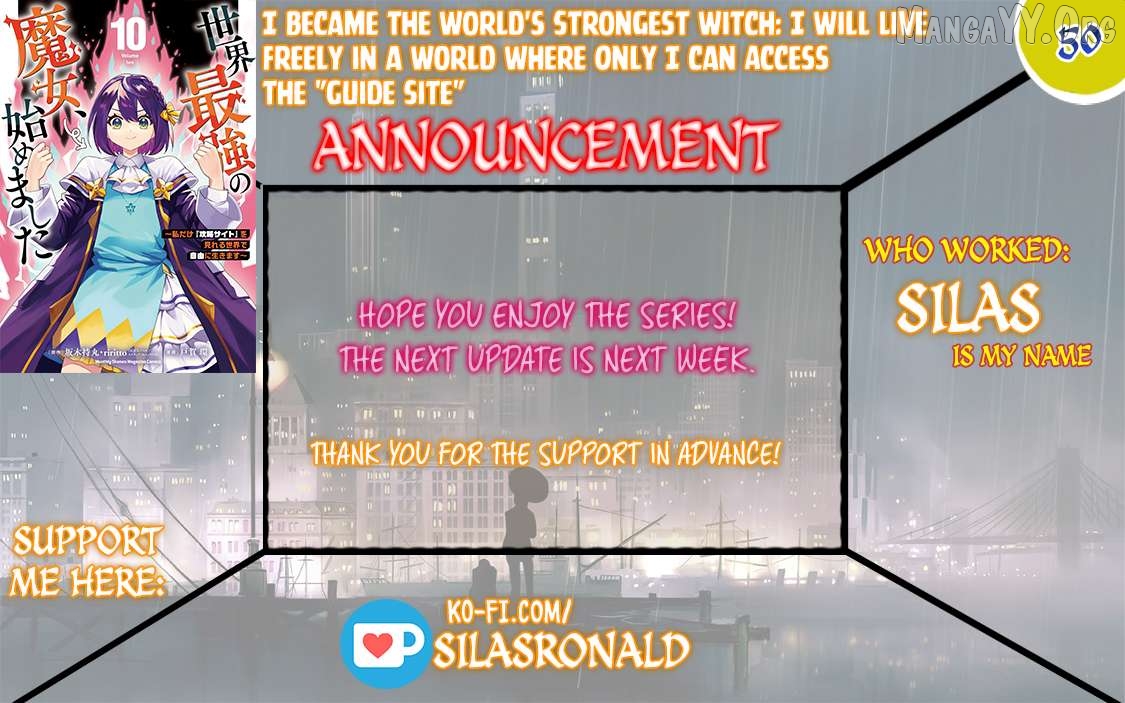 I Became The World's Strongest Witch, ~I Will Live Freely In A World Where Only I Can Access The "guide Site"~ Chapter 50 - page 1
