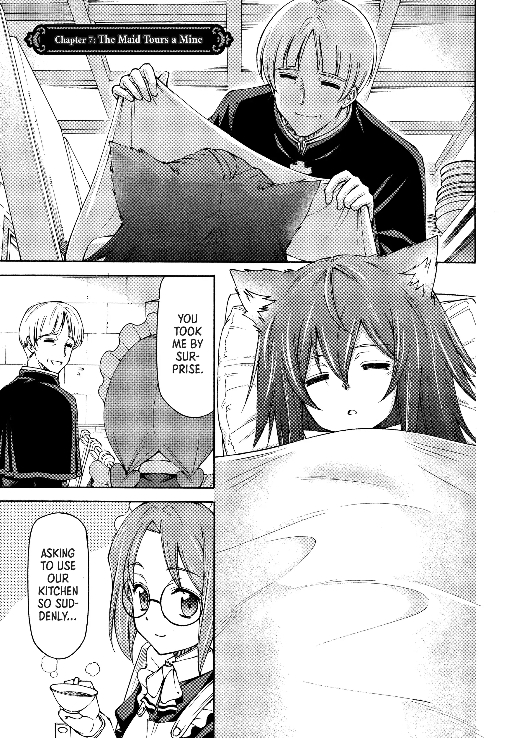 Maid nara Touzen desu. ~Nureginu wo Kiserareta Bannou Maid-san wa Tabi ni Deru Koto ni shimashita.~ Chapter 7 - page 1