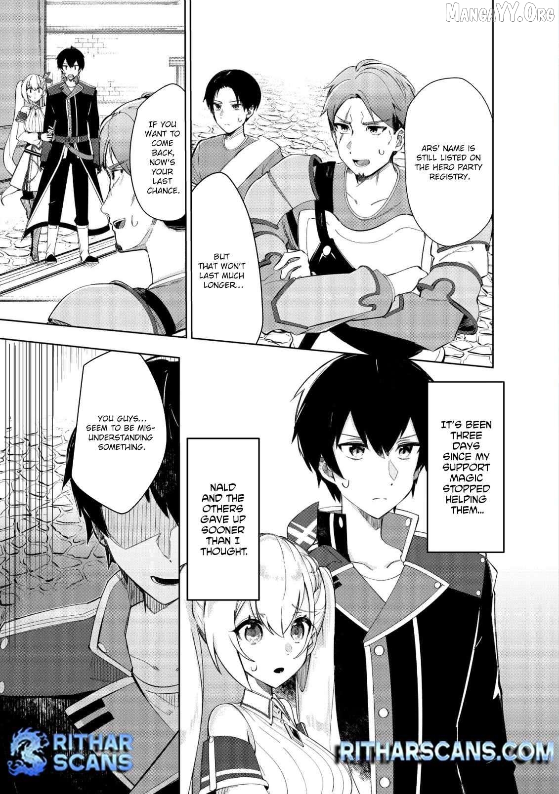Tsuihousareta Fuyo Mahoutsukai no Nariagari ~Yuusha Party wo Kage kara Sasaeteita to Shiranakatta node Modotte Koi? "Kensei" to "Kenja" no Bishoujo-tachi ni Kakomarete Shiawase nano de Modorimasen~ Chapter 9 - page 1