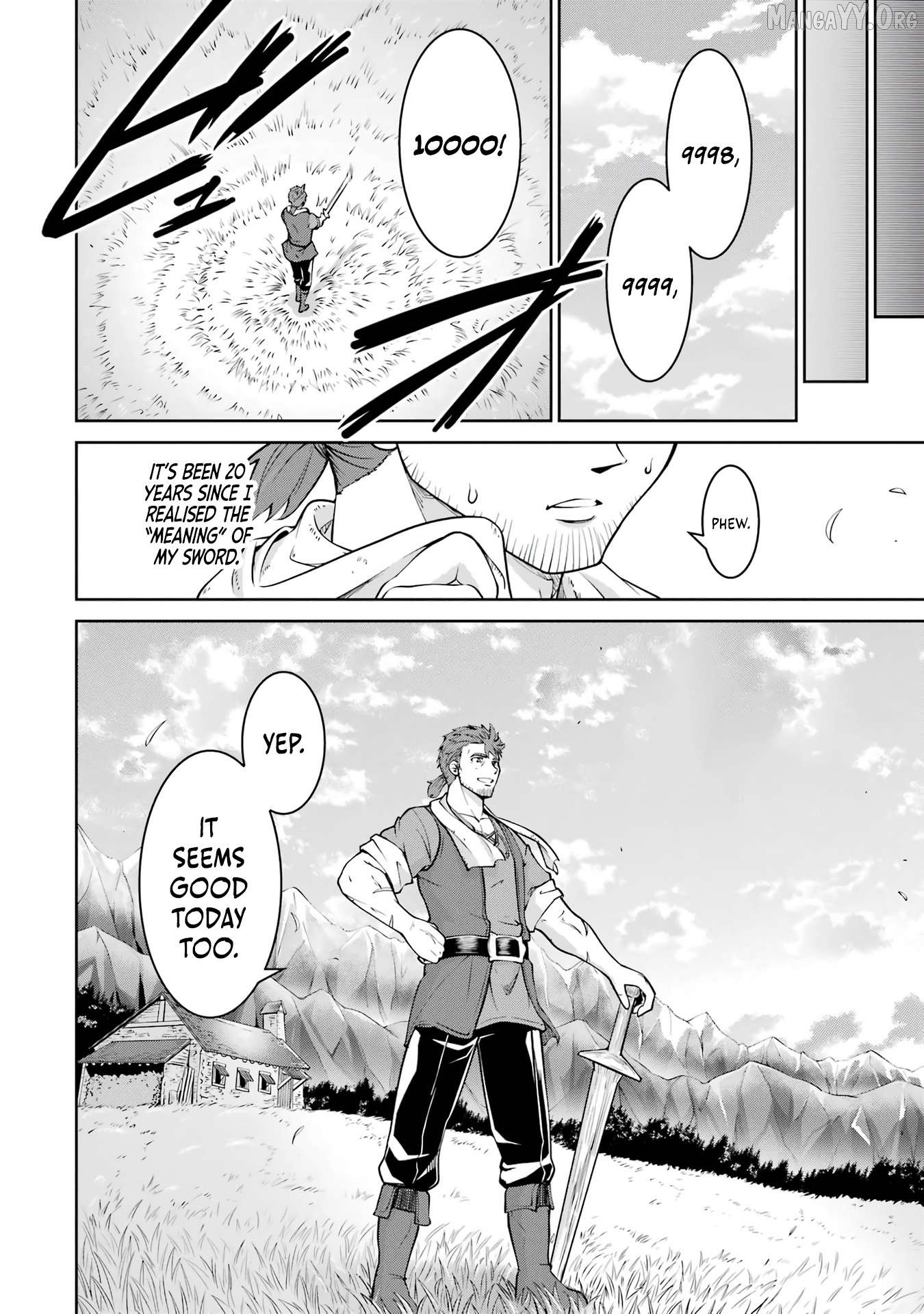 Ossan Boukensha no Okureta Eiyuu-tan - Kansha no Suburi o 1 nichi 1 man Kaishite itara, Kensei ga Deshi-iri Shigan ni Yatte Kita Chapter 1 - page 55