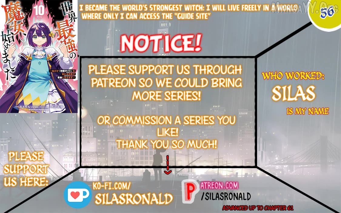 I Became The World's Strongest Witch, ~I Will Live Freely In A World Where Only I Can Access The "guide Site"~ Chapter 56 - page 1