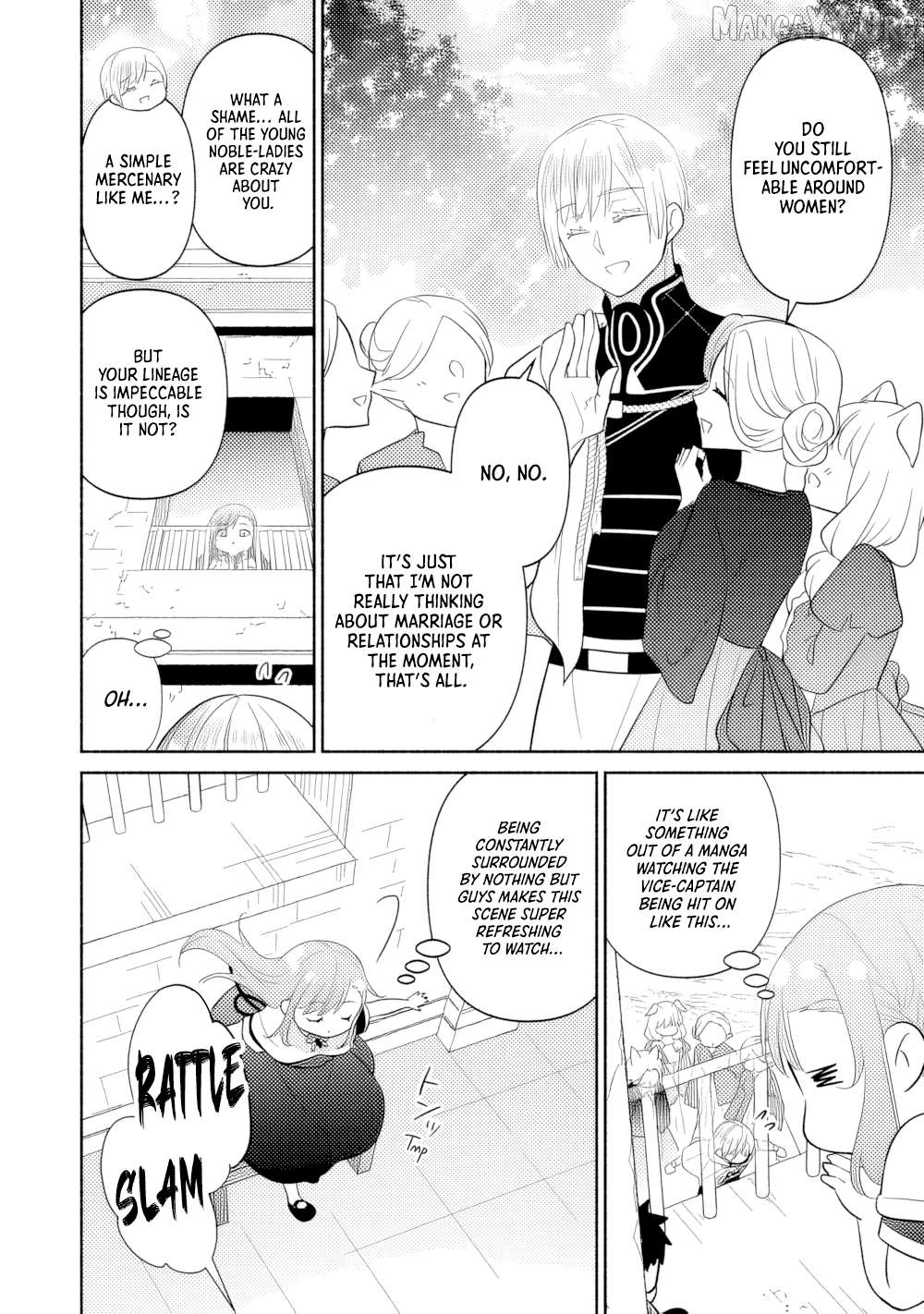 Tensei Youjo. Kamikemono to Ouji to, Saikyou no Ojisan Youhei-dan no Naka de Ikiru. Chapter 32 - page 2