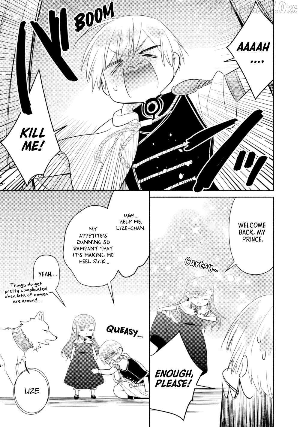 Tensei Youjo. Kamikemono to Ouji to, Saikyou no Ojisan Youhei-dan no Naka de Ikiru. Chapter 32 - page 3