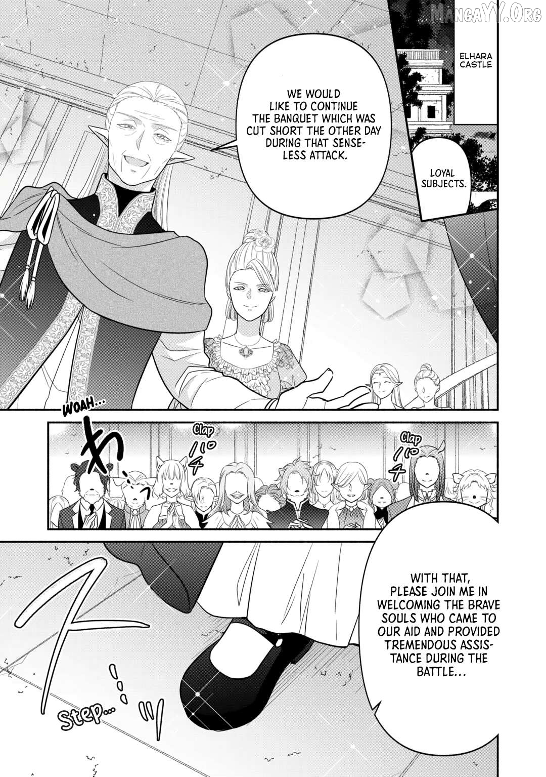 Tensei Youjo. Kamikemono to Ouji to, Saikyou no Ojisan Youhei-dan no Naka de Ikiru. Chapter 33 - page 1