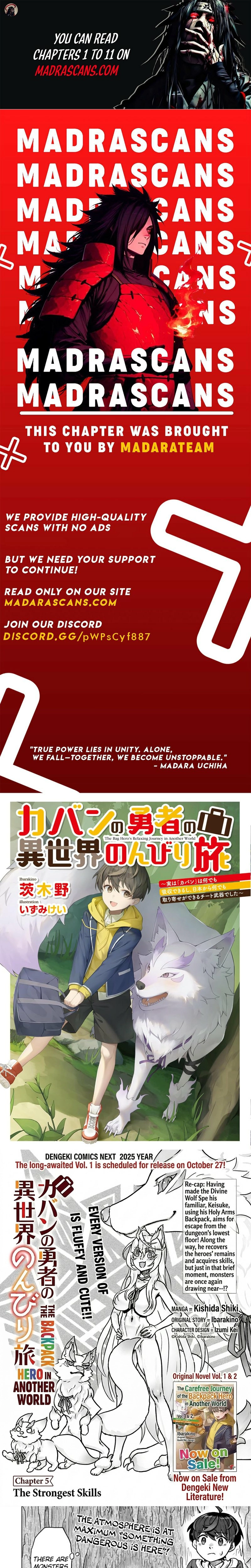 Kaban no Yuusha no Isekai Nonbiri Tabi ~Jitsuwa "Kaban" wa nani demo Kyuushuu Dekirushi, Nihon kara nandemo Toriyose ga Dekiru Cheat bukideshita~ Chapter 5.1 - page 1