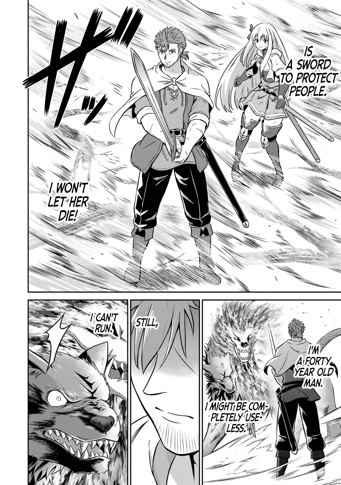 Ossan Boukensha no Okureta Eiyuu-tan - Kansha no Suburi o 1 nichi 1 man Kaishite itara, Kensei ga Deshi-iri Shigan ni Yatte Kita Chapter 2 - page 49