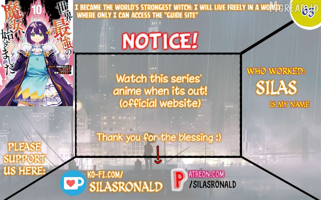 I Became The World's Strongest Witch, ~I Will Live Freely In A World Where Only I Can Access The "guide Site"~ Chapter 63 - page 1