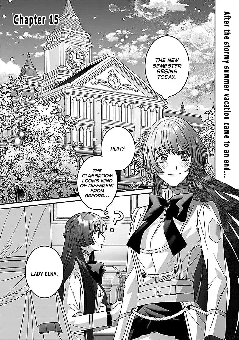 Mipurei no Otome Gēmu ni Tensei shita Heibon Reijō wa Seinaru Shishū no Ito o Sasu Bunssatsu-ban Chapter 15 - page 1