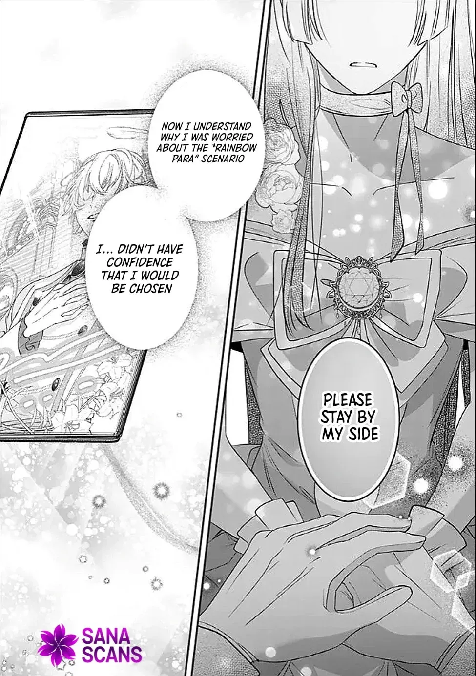 Mipurei no Otome Gēmu ni Tensei shita Heibon Reijō wa Seinaru Shishū no Ito o Sasu Bunssatsu-ban Chapter 17 - page 27